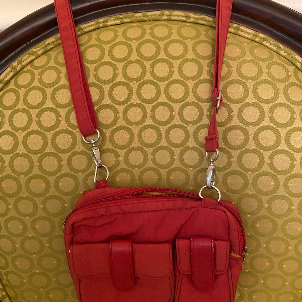 Red nylon Baggalini crossbody bag